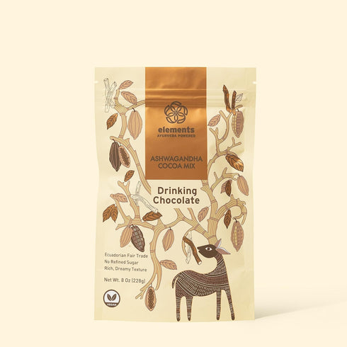 Elements Truffles Dark Hot Chocolate with Ashwagandha - 8 Oz All-Natural, Handmade Mix with Organic Cacao Powder