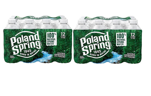 24 x Poland Spring Brand 100% Natural Spring Water, 12 fl oz.
