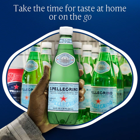 16.9 Oz (Pack 12) S.Pellegrino Sparkling Natural Mineral Water, Plastic Bottles, Fl