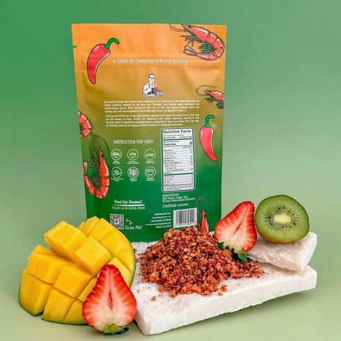 8 oz GrandpaKong Roasted Shrimp & Chili Salt (MILD) All-Purpose Crunchy Seafood Seasoning, Light Heat Cambodian Roasted