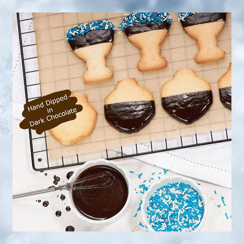 (10 Stern's Bakery Hanukkah Cookie Gift Box Cookies) Menorah & Dreidel Shortbread Chocolate Cookies Gourmet Holiday