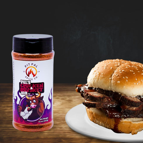 12 oz Pit Pal's Chicken and Brisket Rub | BBQ Seasoning for Smoking and Grilling | Tastes Great on Chicken, Beef