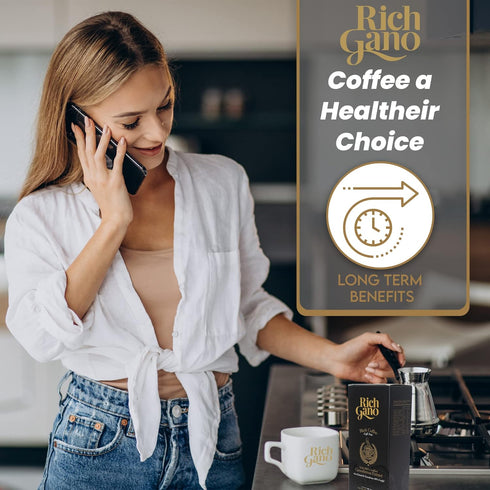 Rich gano (2 30 Packets Reishi Mushroom Coffee Boxes of Sachets) Black Coffee with Ganoderma Extract All Natural Vegan