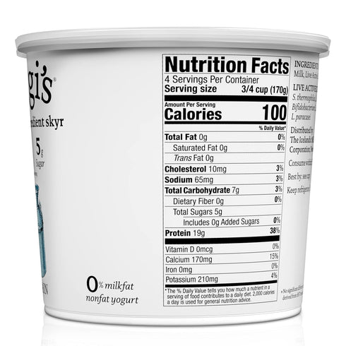 24 oz. siggi's Icelandic Strained Nonfat Yogurt, Plain, Multiserving Container Thick, Protein-Rich Yogurt Snack