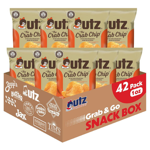 Utz Crab Chips 1 oz. Bags, 42 Count, Crispy Fresh Potato Chips,