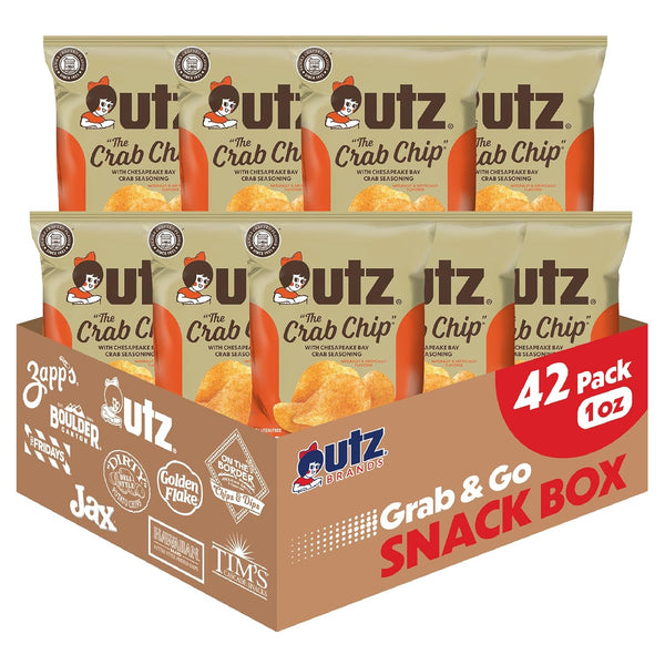 Utz Crab Chips 1 oz. Bags, 42 Count, Crispy Fresh Potato Chips,