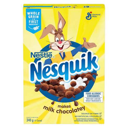 340 Nesquik GRAM CEREAL It turns the milk chocolatey so that the NESQUIK chocolate flavour can be experienced from the