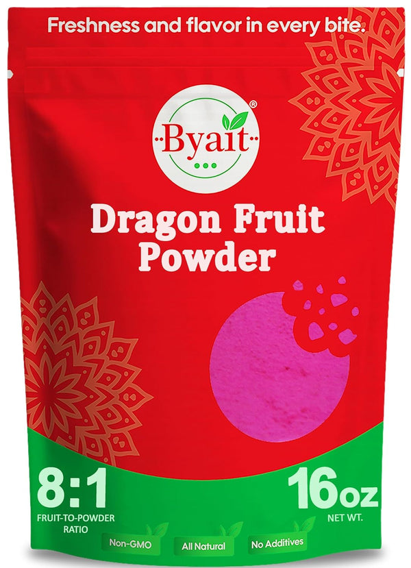 Byait Freeze Dried Dragon Fruit Powder 16 Oz, Fine Pitaya Powder for