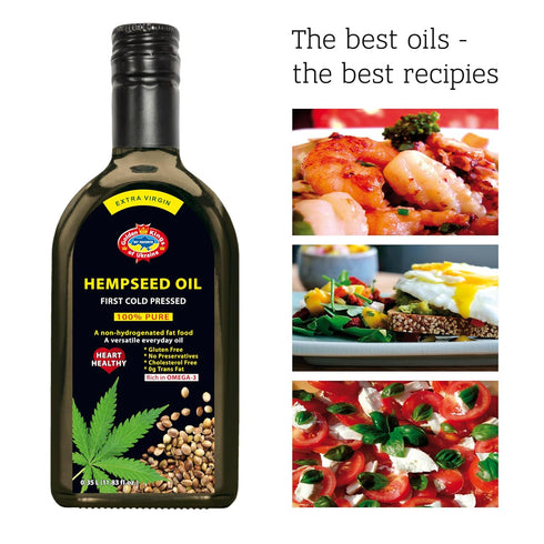 11.83 OZ Golden Kings of Ukraine Pure Hemp Seed Cooking Oil - Extra Virgin Cold Pressed Oil - Unrefined