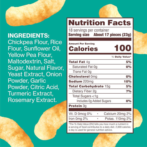 0.8oz, Pack 18, 3g 2g HIPPEAS Chickpea Puffs, Groovy White Cheddar, Gluten Free Snacks, Dairy Free, Vegan, of Protein