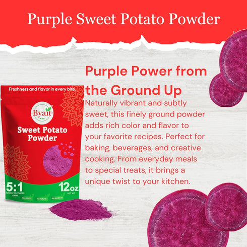 12 Oz, Byait Purple Sweet Potato Powder No Additives, Natural Purple Food Coloring Powder for Baking, Smoothies