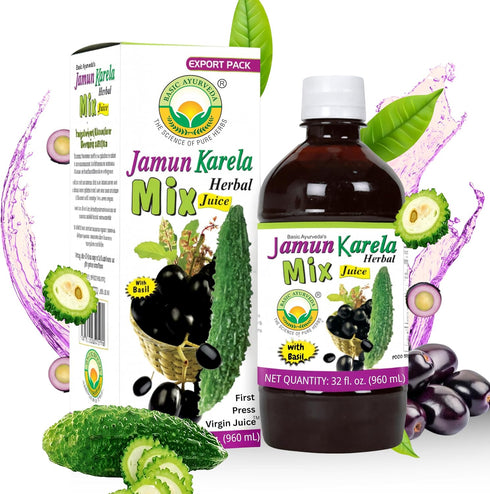 BASIC AYURVEDA Jamun Karela Herbal Mix Juice with Holy Basil | 32.46