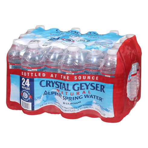 16.9oz 24-Pack Crystal Geyser Natural Alpine Spring Water, Drinking Water Bottled at the Source, Bottles