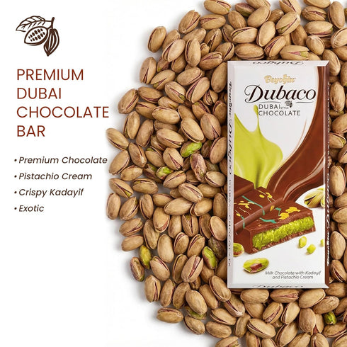 3.36 Oz (Pack 1), Beyoglu Dubaco Dubai Chocolate Bar Pistachio of Luxury & Premium Dubai Milk Chocolate Bar Filled
