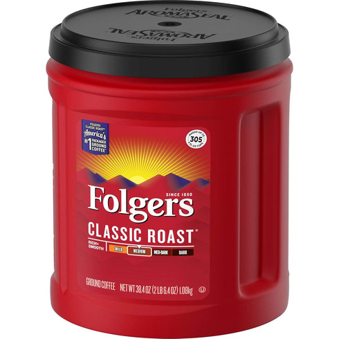 38.4 Folgers Classic Roast Medium Roast Ground Coffee, Ounces