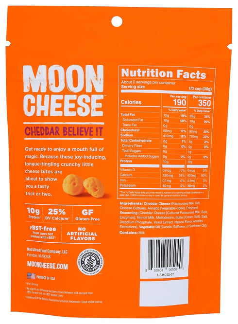 100% 2 oz (pack 1) Moon Cheese - Natural Cheese Snack - Cheddar