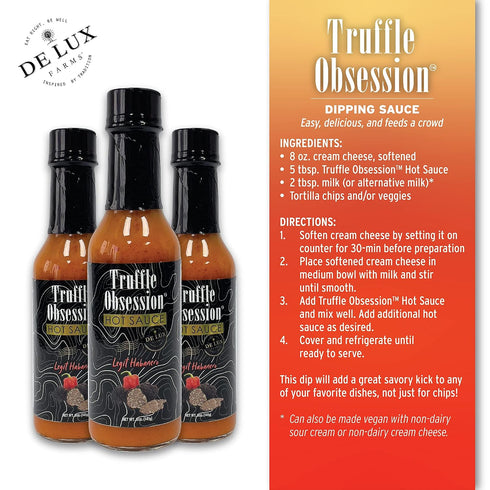 De Lux Farms 5 oz (3 Pack) -Truffle Obsession Gourmet Hot Sauce (Legit Habanero, Intense Heat)-Kosher Certified Hot