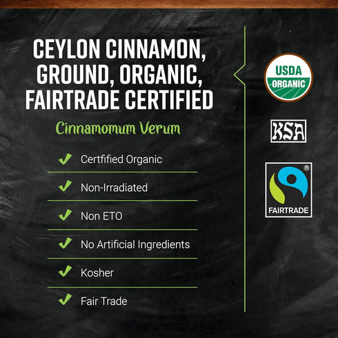 16 Oz, Frontier Co-op Organic Ceylon Cinnamon, Ground, Fairtrade Certified, Bulk Bag - "True Cinnamon" for Scones