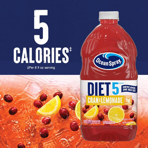 64 Oz Ocean Spray Diet Cran-Lemonade Cranberry Lemonade Juice Drink, Fl Bottle