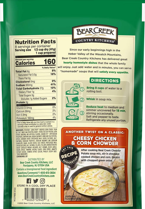 11.5 Bear Creek Soup Mix, Cheddar Potato, Ounce