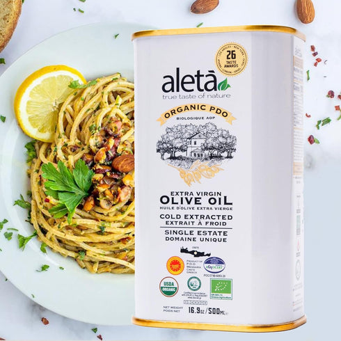 Aleta 16.9 Oz (Pack 1) Farms Olive Oil Extra Virgin, USDA Organic, Single Estate PDO Polyphenol Rich Olive Oil, Cold