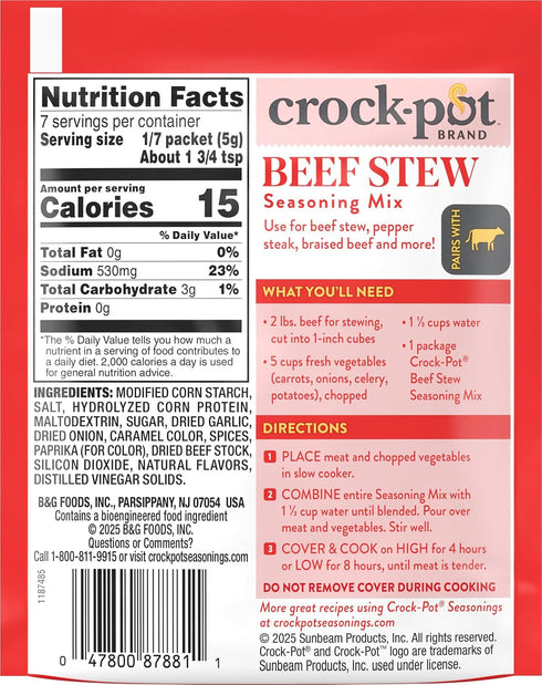 1.25 (Pack 12) Crock-Pot Beef Stew Seasoning Mix, Ounce