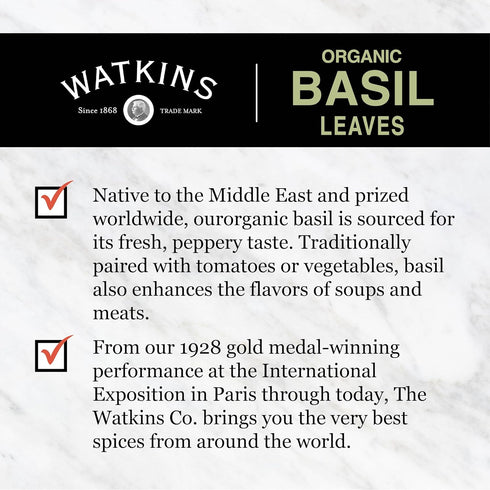 4.9 oz (Pack 1) Watkins Gourmet Spice, Organic Basil, Bulk Food Service Size