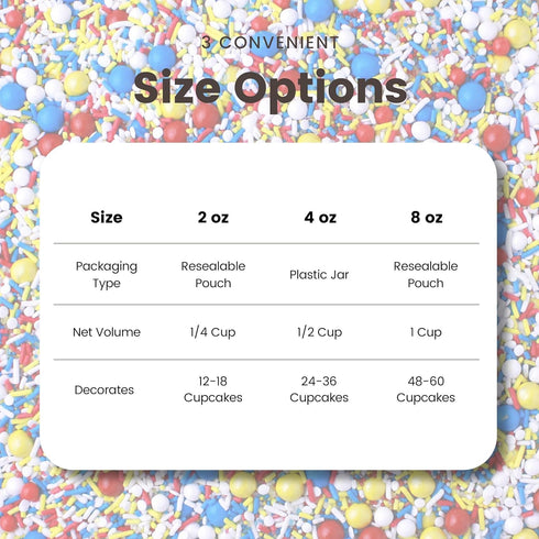 Sprinkle Pop Crash! Boom! Pow! Sprinkle Mix, Red Yellow Blue White Sprinkles for Superhero Themed Birthday