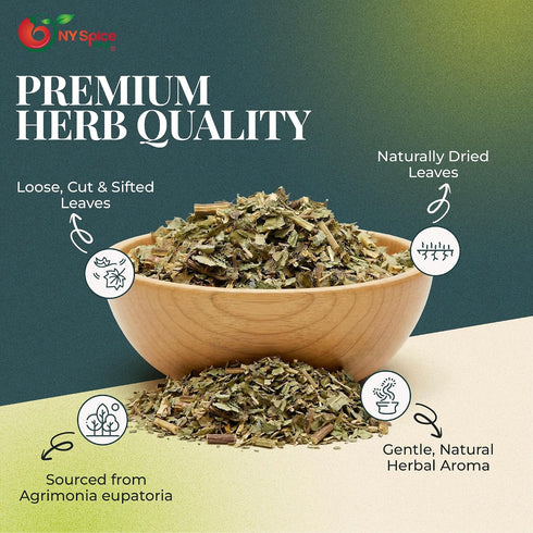 3 NY Spice Shop Agrimony Herb Cut Sifted - Pound Loose Leaf Herbal Ingredient - Agrimonia Eupatoria - Traditional