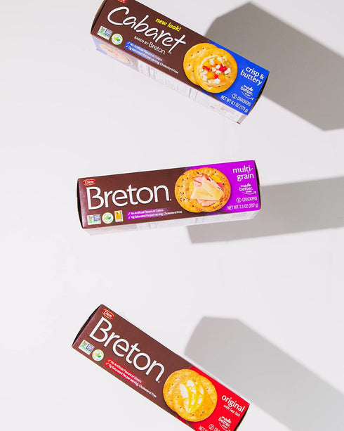 7.3 (Pack 3) Breton Multigrain Crackers, Ounce