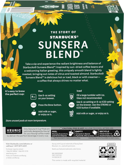 100% 1 (40 Starbucks K-Cup Coffee Pods, Sunsera Blend For Keurig Coffee Makers, Arabica, Box Pods)