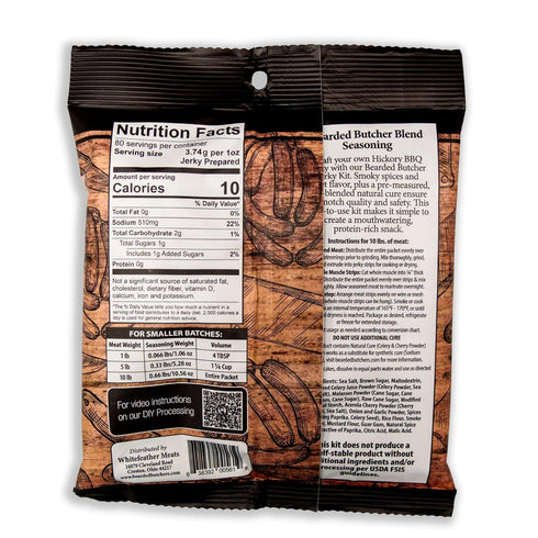 10 Lbs Bearded Butchers Hickory BBQ Jerky Seasoning & Natural Cure Kit - Sweet & Smoky DIY Jerky Making Mix for Beef