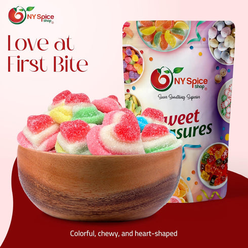 Gummy 3 Gummy NY Spice Shop Rainbow Triple Layered Heart Shaped Candy - Pound Candy Pieces for sweet Treats - Soft