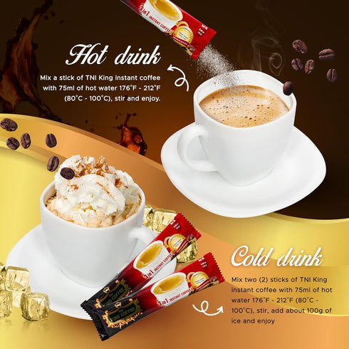 3 1 100 Packets Pack TNI King Coffee in Instant Vietnamese Coffee, Single Serve - Individual Pocket Size Sachet Sticks