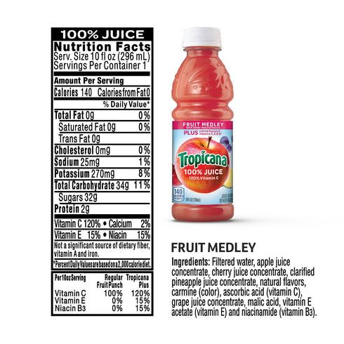 100% 3-Flavor Pack, 10 Oz, (Pack 48) Tropicana Juice Fruit Blend Variety Fl Bottles
