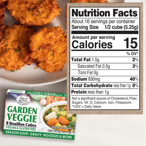 (8 Edward & Sons Vegan Chicken Beef Vegetable Bouillon Cubes - Vegan Broth, Gluten Free Stock, No Trans Fat, Use