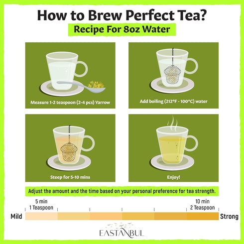 1.41oz Eastanbul Yarrow Tea, Yarrow Herb, Milenba Hierba, Caffeine Free Loose Leaf Herb, Freshly Cut Flower, Dried