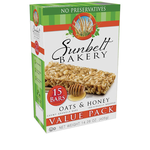 120-1.0 OZ (8 Sunbelt Bakery Oats & Honey Chewy Granola Bars, Bars Boxes)