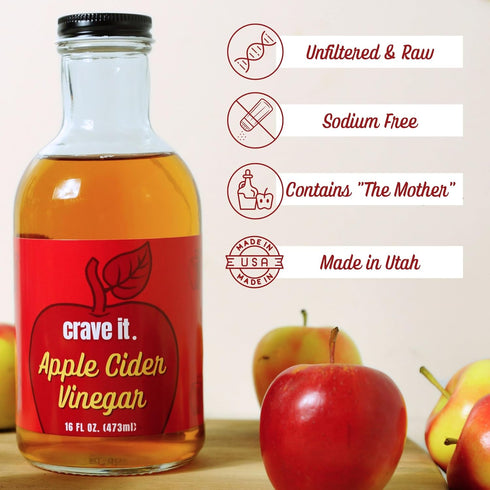 16oz 2pk Crave It. Apple Cider Vinegar with Mother - Gut Health & Digestion - Made with Utah Honey