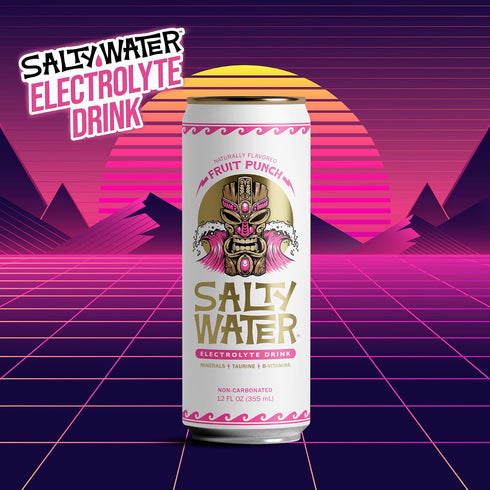 10 12 Pack (12 oz) SaltyWater Electrolyte Drink, Fruit Punch Zero Sugar Premium Hydration Drink, Calories, Minerals