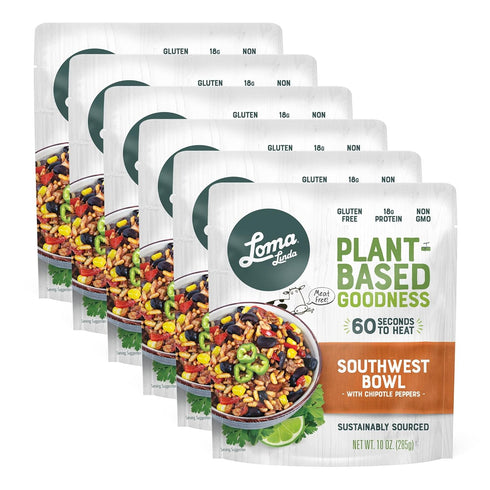 Packets (10 oz.), 6 pack) Loma Linda - Plant-Based Complete Meal Solution (Southwest Chipotle Bowl