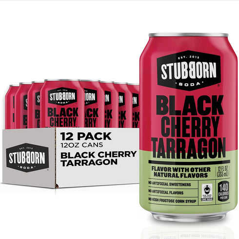 Stubborn Soda , Black Cherry Tarragon, 12 Fl Oz Cans (Pack of 12)