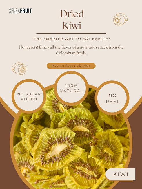 Sensafruit 100% 2 x1.41 Oz (2.8 Oz) -Dried Kiwi - NO PEEL| NATURAL | NO SUGAR ADDED, UNSULFURED | Gluten Free | Perfect