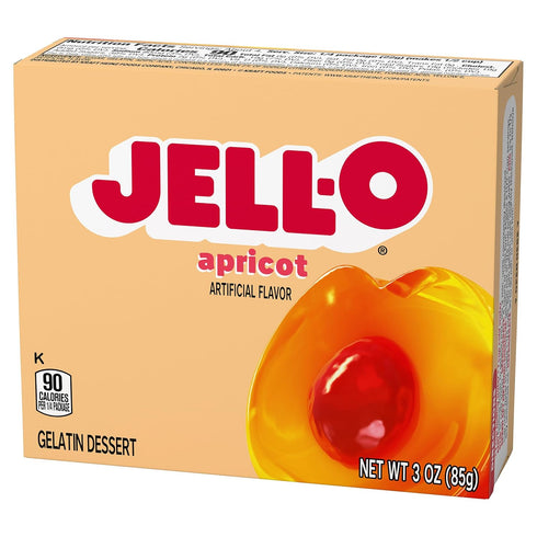 Jell-O Instant Gelatin Dessert Mix, Apricot Flavor, Fat Free, No Artificial Sweeteners, 3-Ounce Box (Pack of 2)