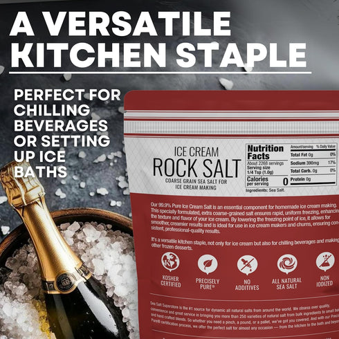 5lb Rock Salt for Ice Cream Making, Universally Compatible Coarse and Non-Iodized Salt for All Ice Cream Maker, Bag