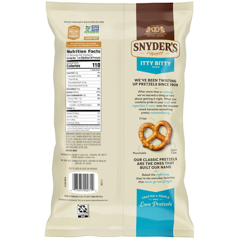 12 Oz Snyder's of Hanover, Itty Bitty Minis Pretzels, Bag
