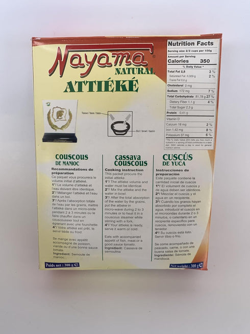 Nayama 2x300g Natural Attieke Cassava Couscous with free Nireds pure ginger powder.