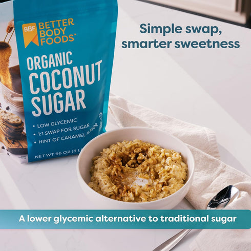 3.5 lbs, 56 BetterBody Foods Organic Coconut Sugar, Gluten-Free, Non-GMO, Low Glycemic Sugar Substitute, ounces