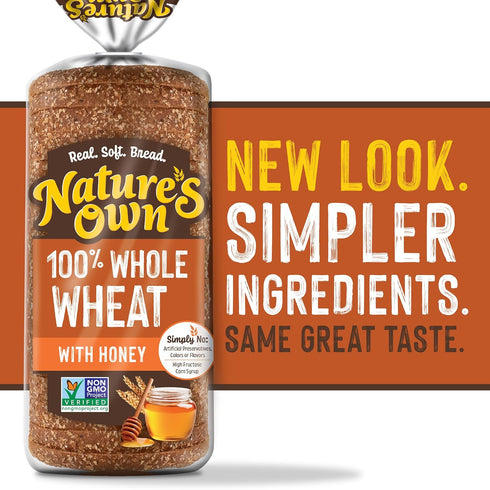 by Nature's Own 100% 16 oz Nature's Own Whole Wheat Bread with Honey, Sliced Whole Wheat Sandwich Bread, Loaf