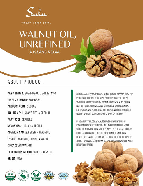 (8 oz) Walnut Oil- USDA Organic Cold Pressed Unrefined Virgin